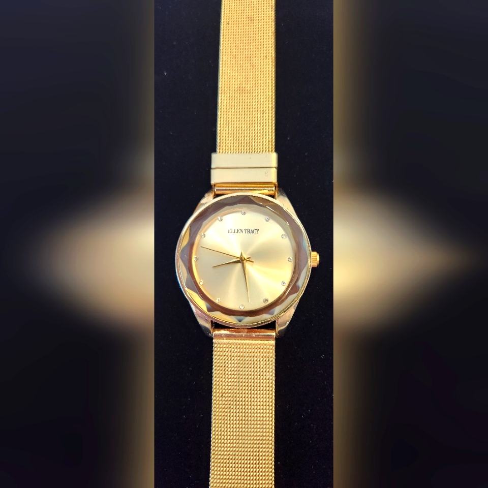 Ellen Tracy Gold Watch With Diamond Accents